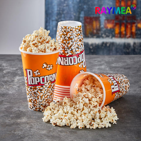 Raymea popcorn buckets nostalgic print, perfect for gift baskets.