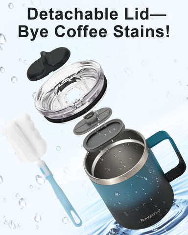 Raymylo detachable lid enables thorough cleaning of hard-to-reach spots.