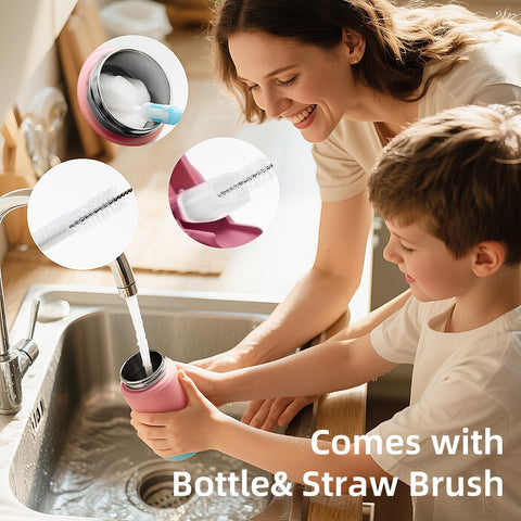 RAYMYLO dishwasher-safe bottle with cleaning brushes included.