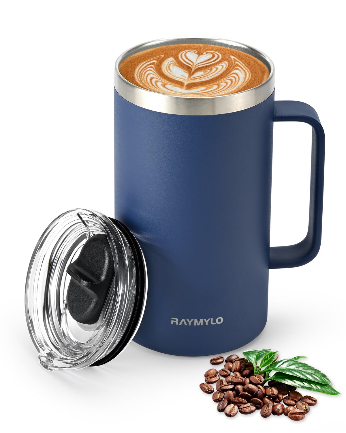 Raymylo 24oz insulated mug with leak-proof slider lid for on-the-go spill protection