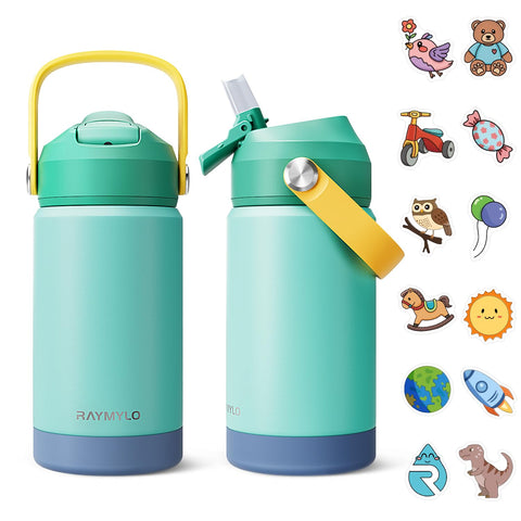RAYMYLO toddler bottle with stainless steel body for durable hydration on the go.