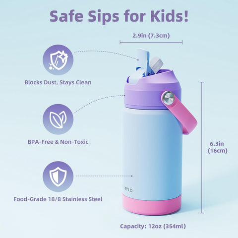 Raymylo toddler bottle with durable straw enables easy sipping for kids.