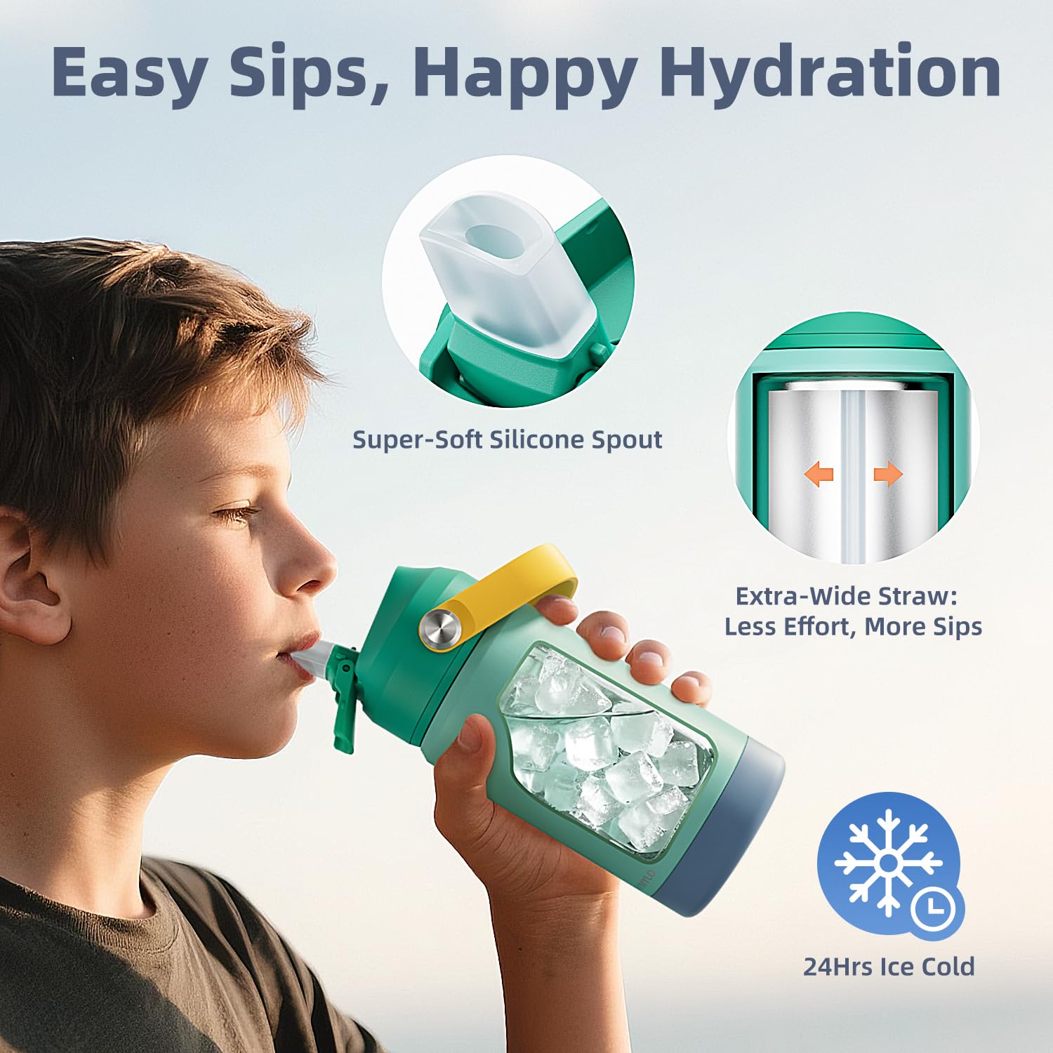 RAYMYLO triple seal leakproof bottle prevents spills during play and travel.