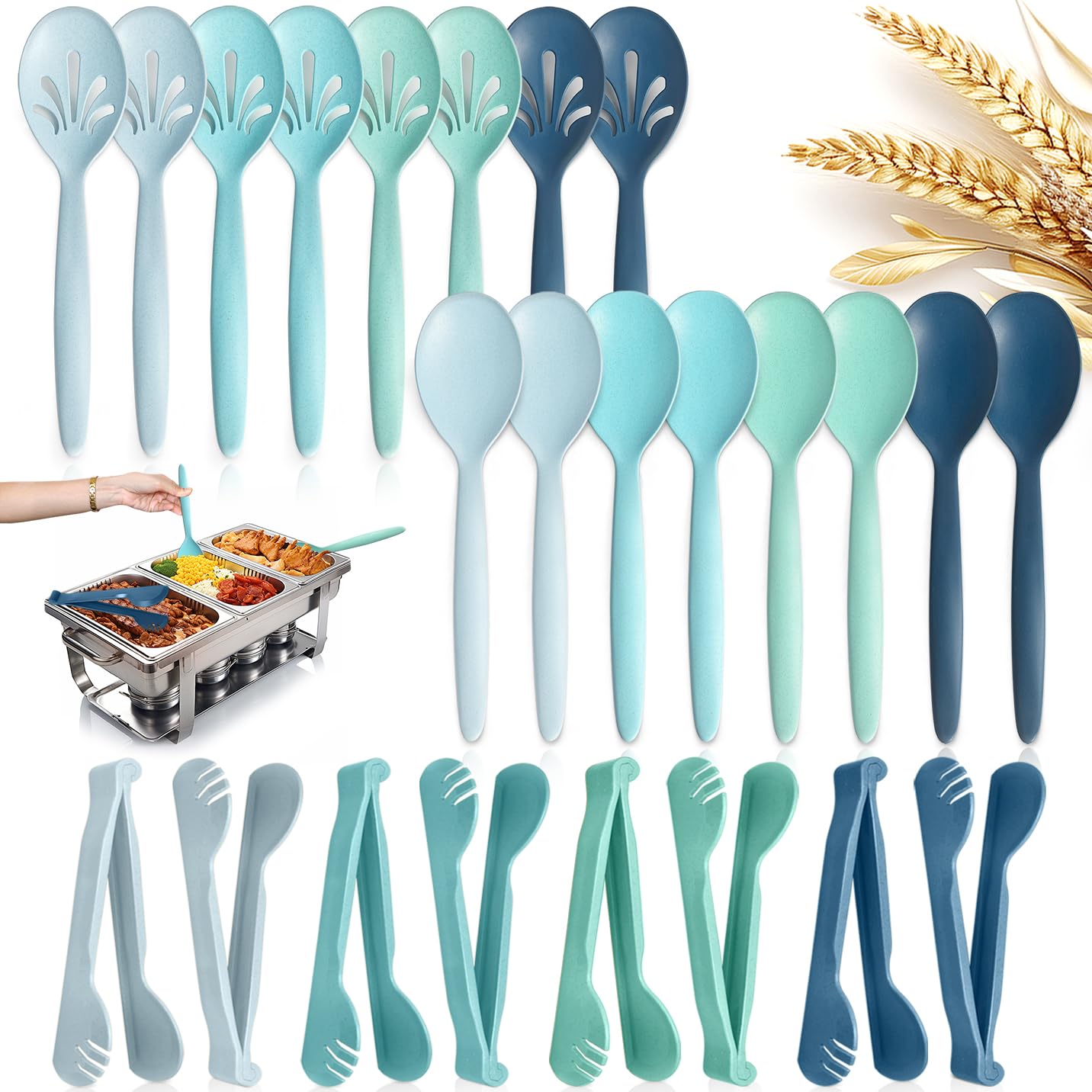 RayPard wheat straw serving spoon 10in for elegant buffet presentation.
