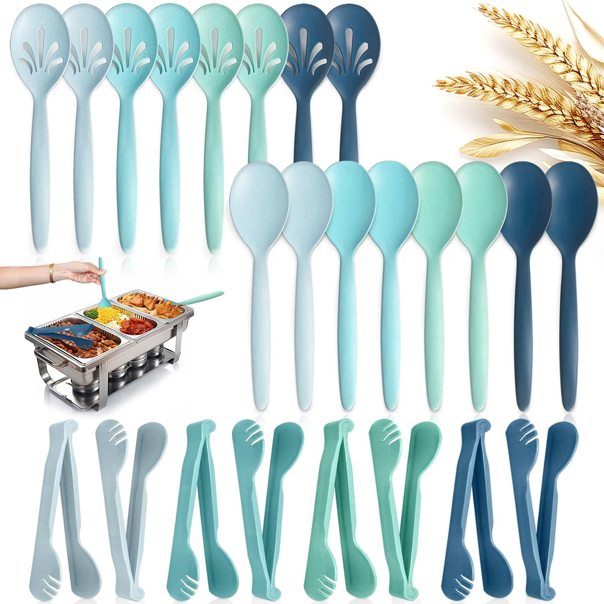 RayPard wheat straw serving spoon 10in for elegant buffet presentation.