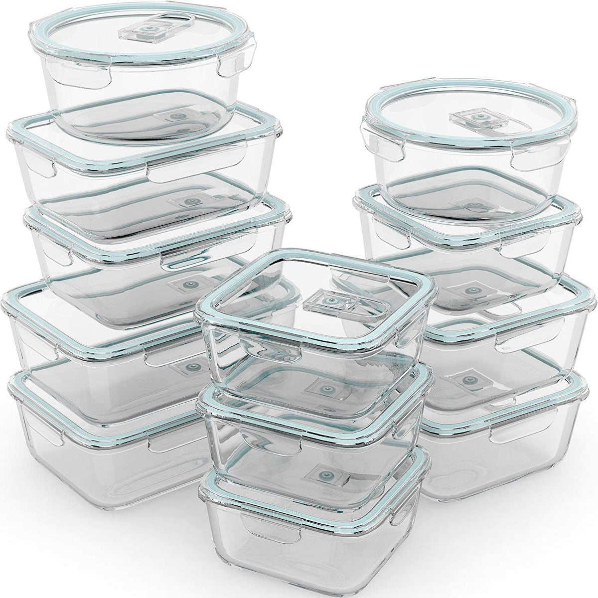 Razab 24pc airtight glass containers for leftovers and meal prep
