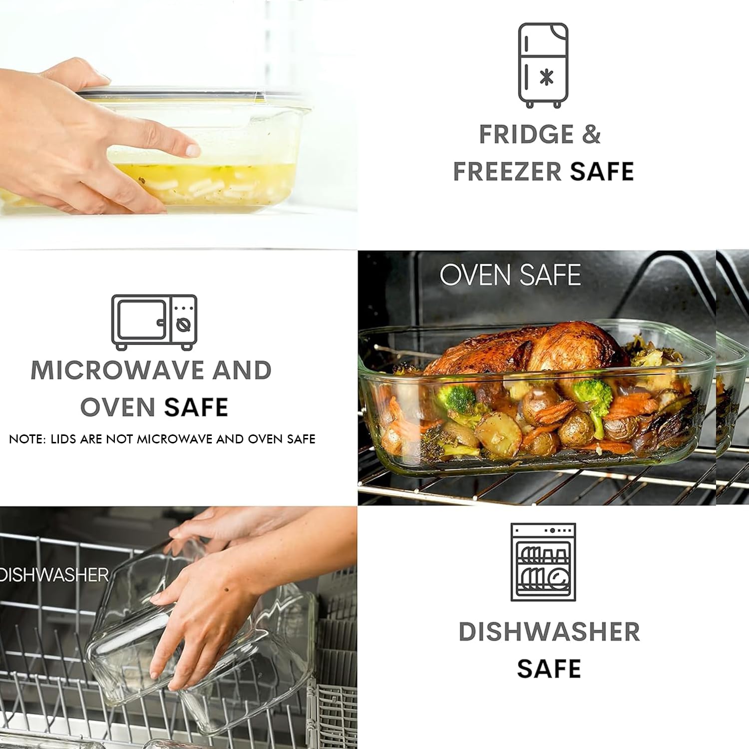 Razab 2700ml rectangle glass container optimizes fridge organization