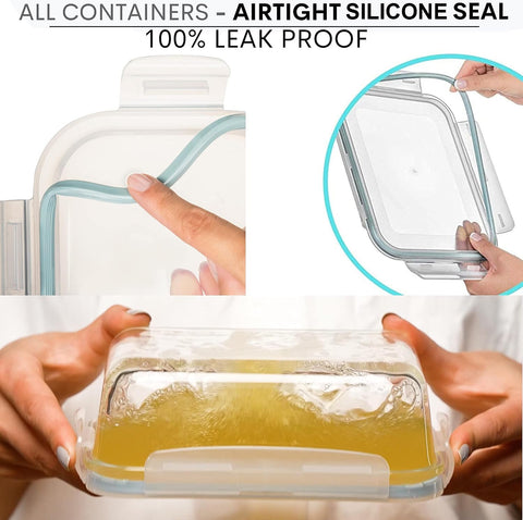 Razab 30 oz glass storage containers with lids for fridge-to-table convenience.