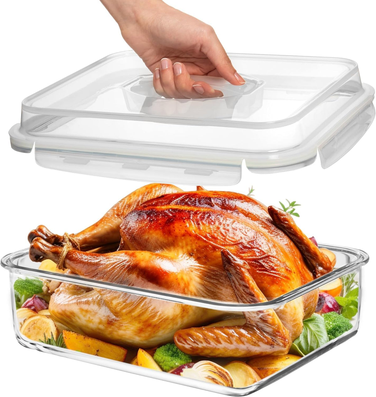 Razab 4800ml glass container with locking lid for secure, air-tight storage.