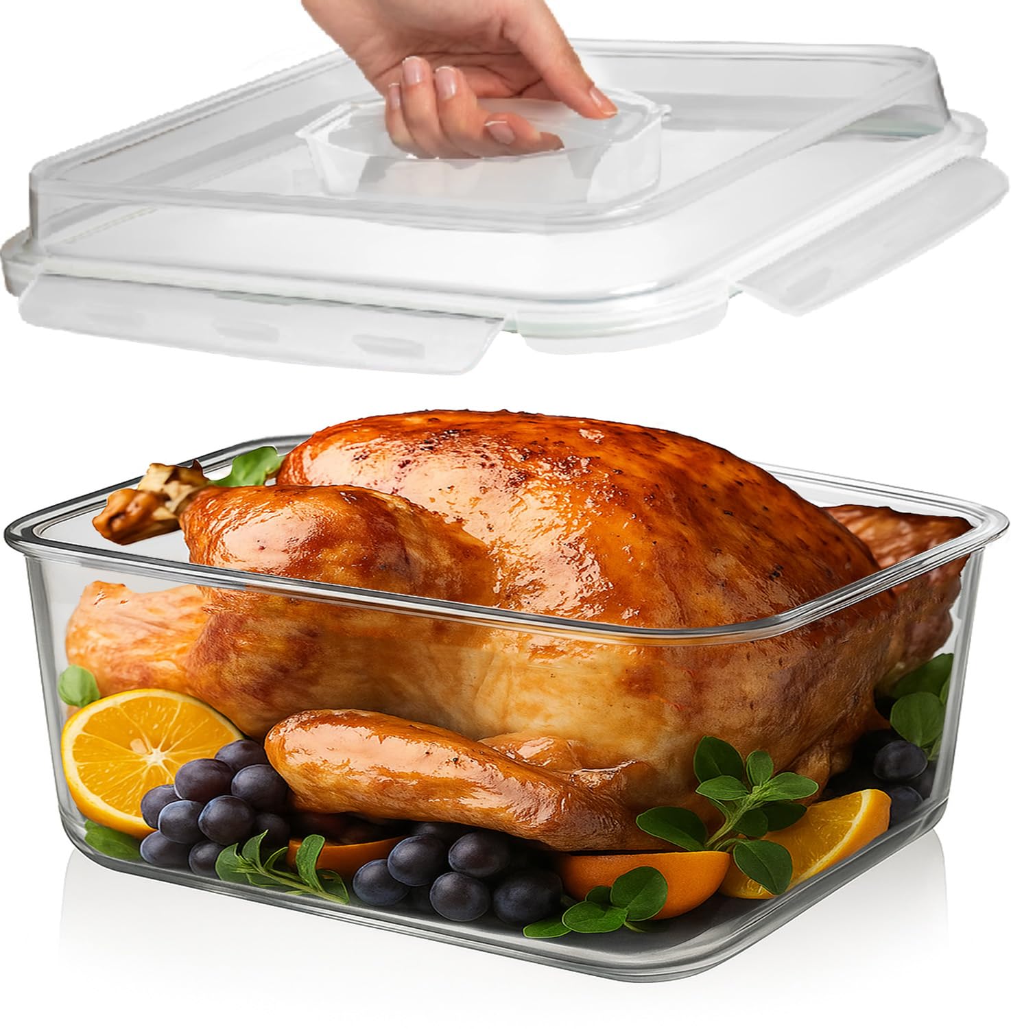 Razab 6500 ml glass container with airtight locking lid for secure storage