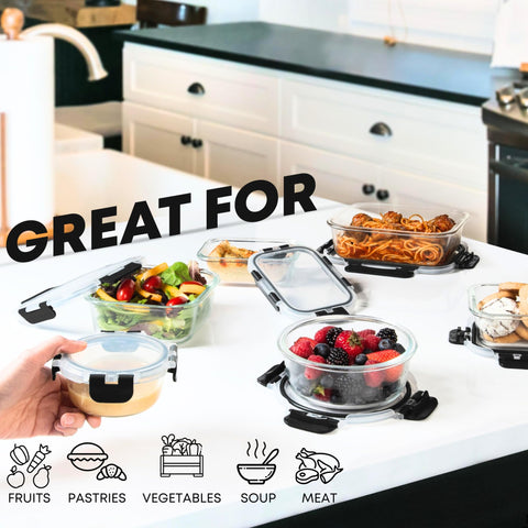 Razab lid with silicone seal ensures airtight protection on each container