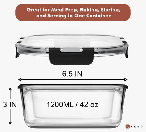 Razab glass container lids showing airtight seal for freshness
