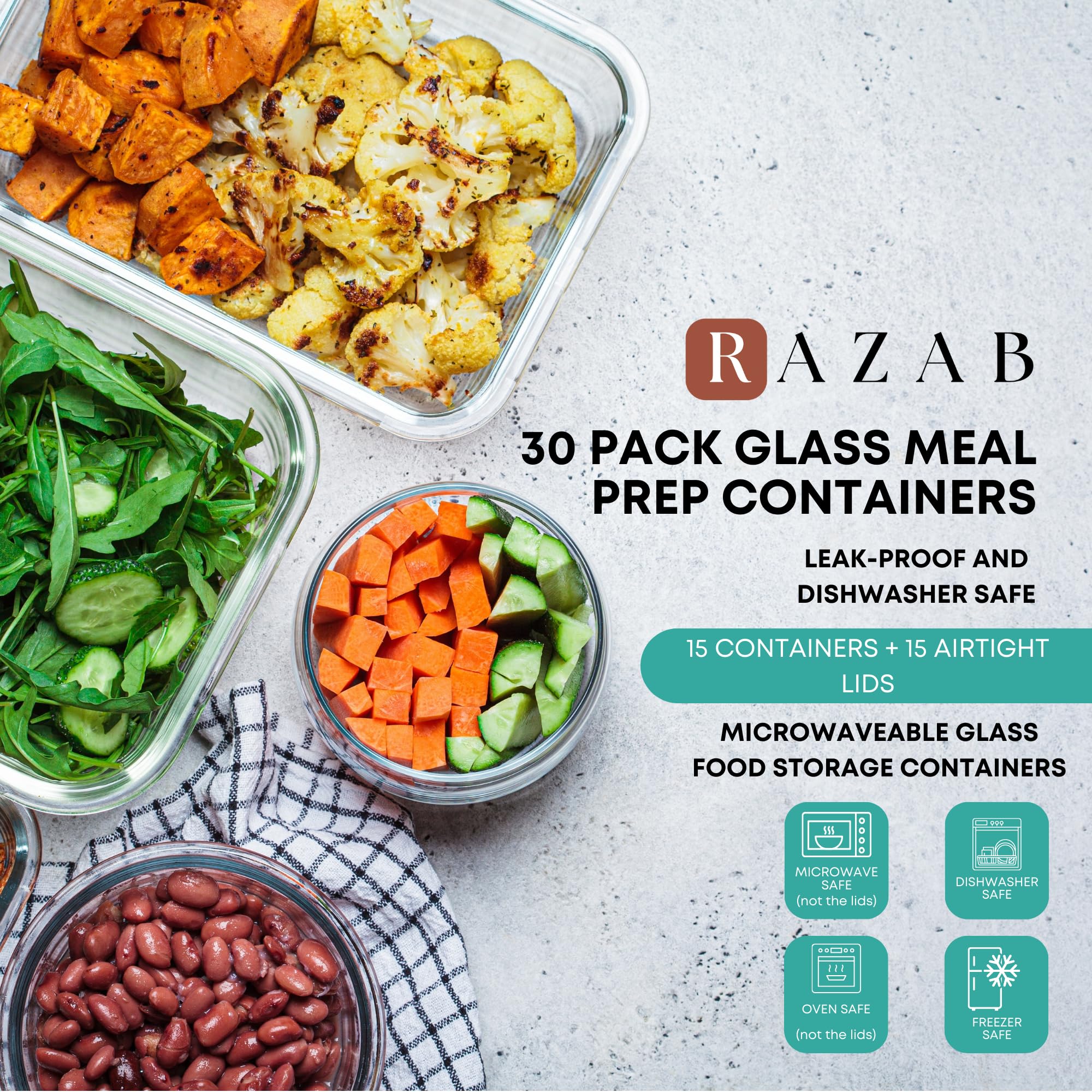 Razab containers stack neatly to maximize kitchen space and clutter-free storage