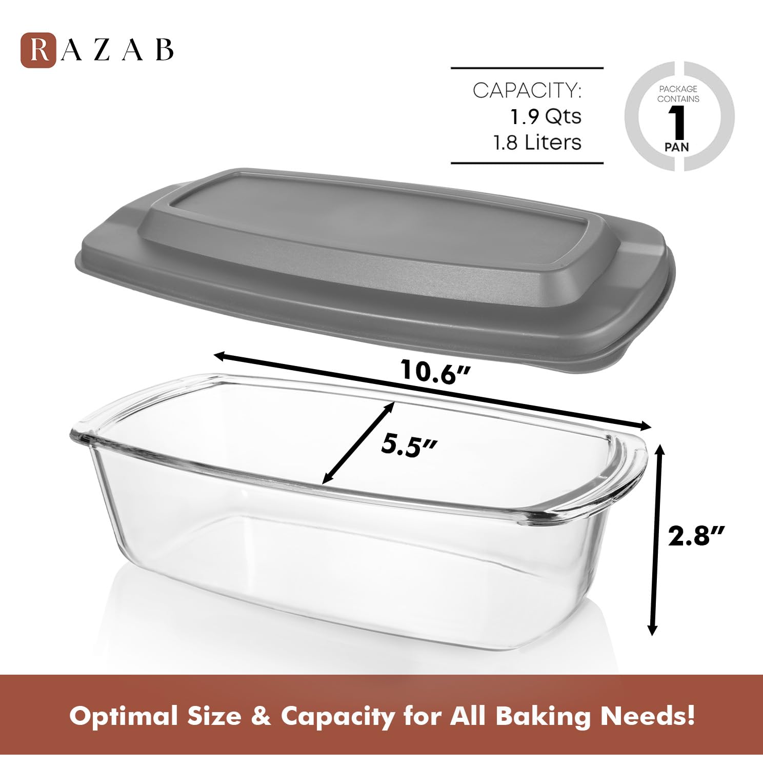 Razab loaf pan with lid on for secure storage after baking
