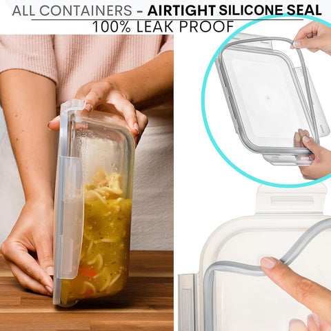 Razab locking lids with silicone seal demonstrating leak protection