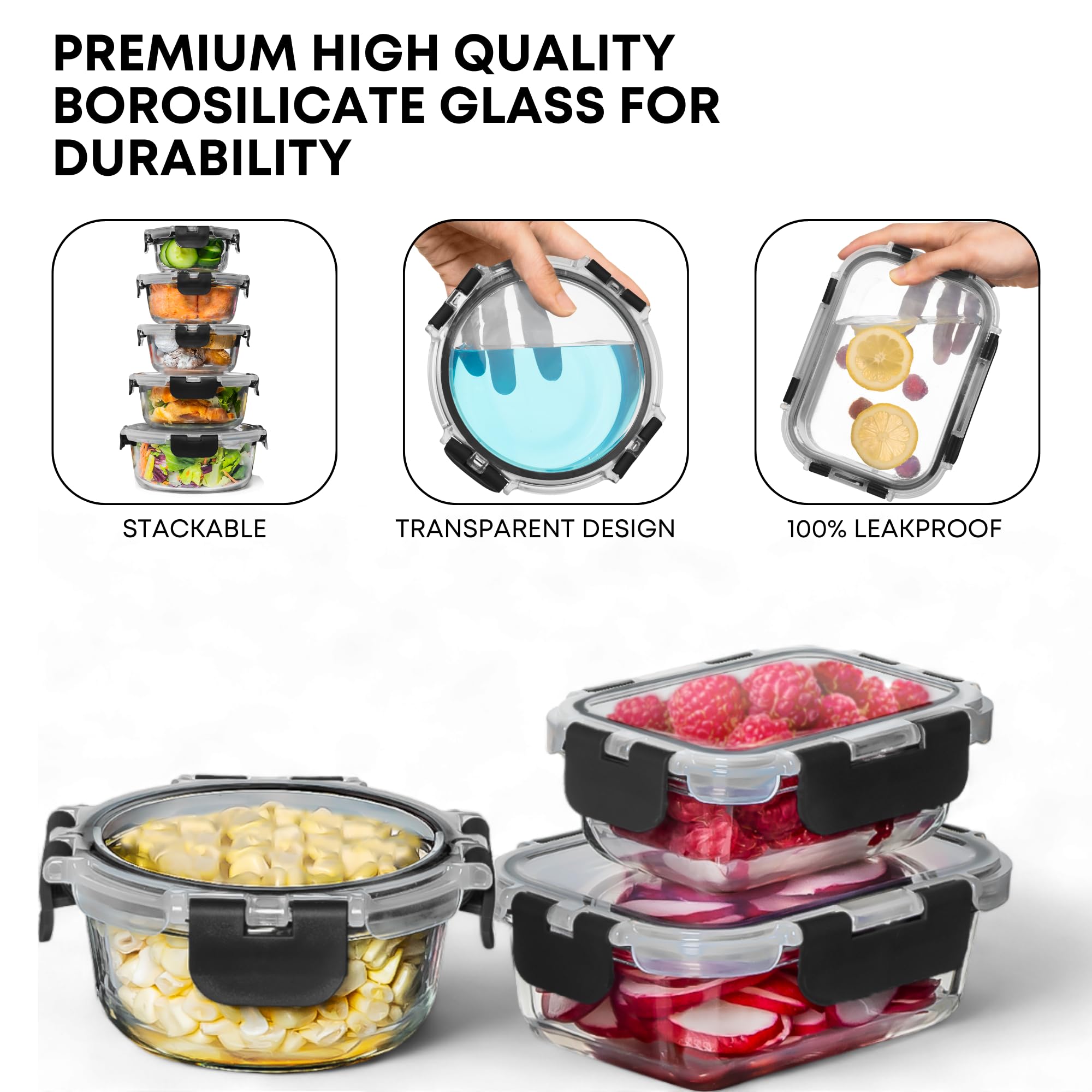 Razab BPA-free glass storage offers a non-toxic option for organized kitchens