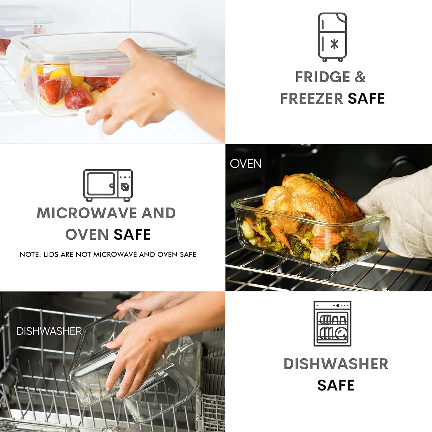 Razab microwave-oven safe glass container ready for reheating