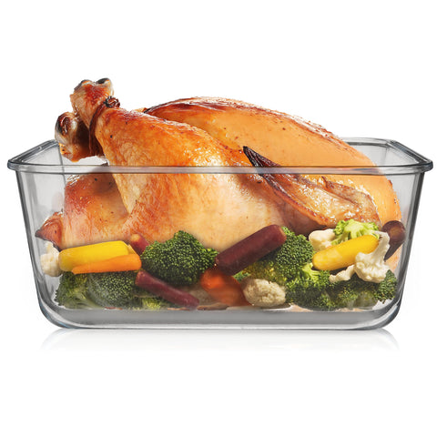 Razab microwave-safe glass container ready for reheating meals