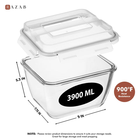 Razab oven-safe glass container for roasting and bake-to-table meals.