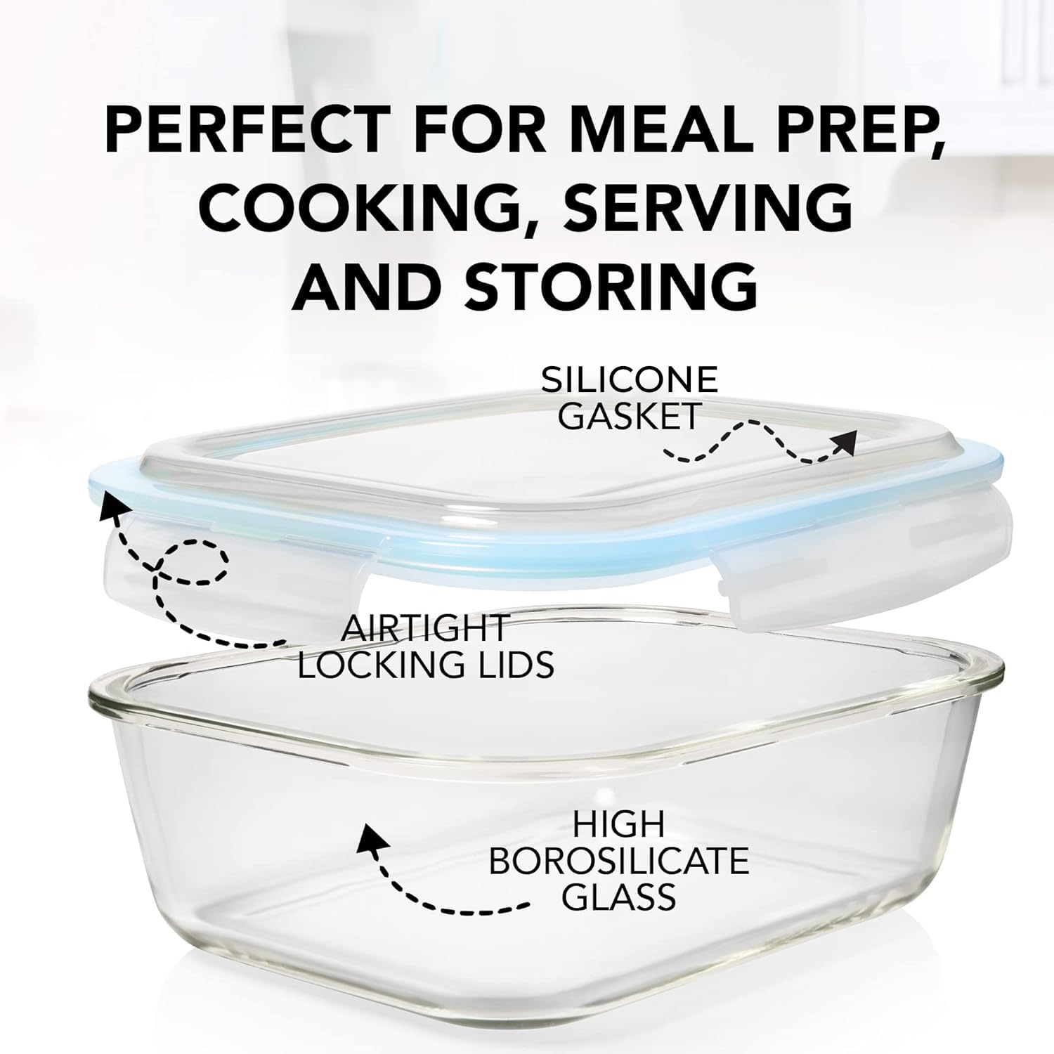 Razab oven-safe glass containers ready for oven-to-table use without lids.