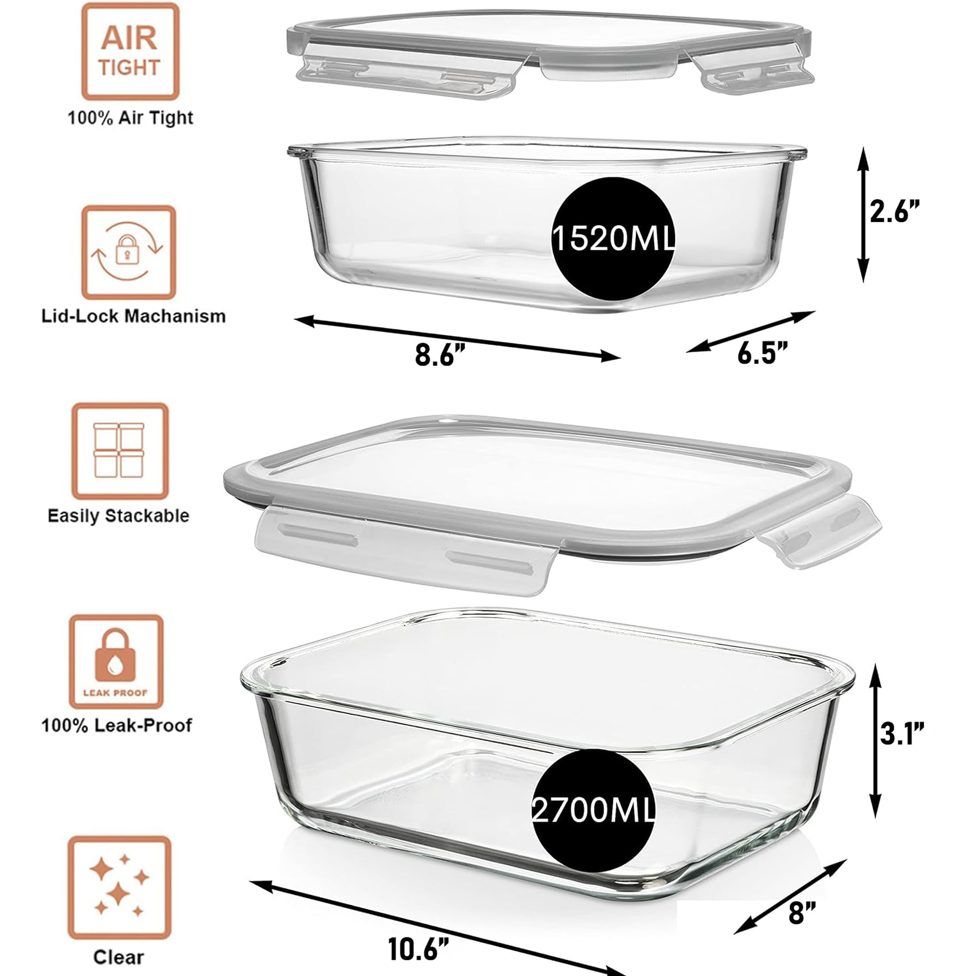Razab silicone BPA-free lids seal to keep contents fresh