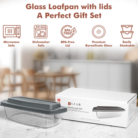 Razab transparent glass loaf pan design for monitoring baking