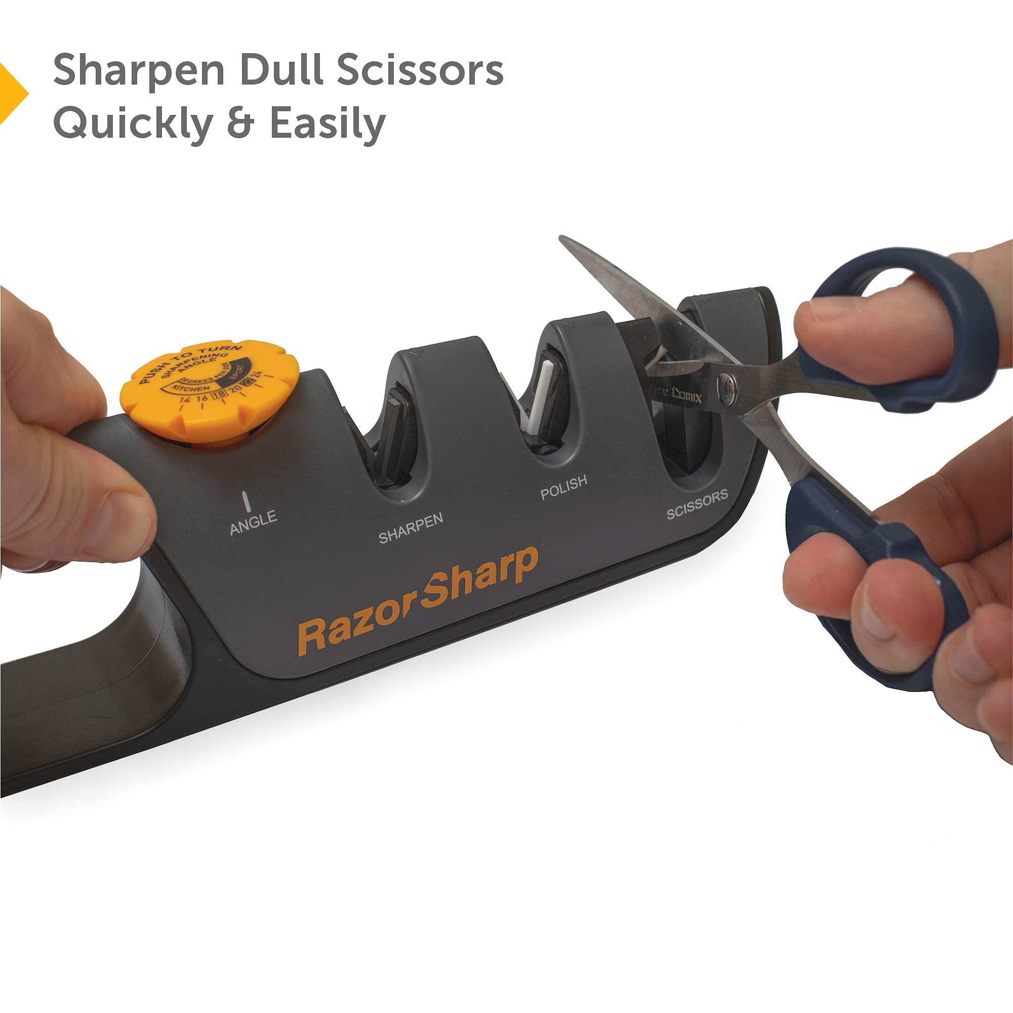 RazorSharp sharpener compatible with kitchen, professional, and chef blades.