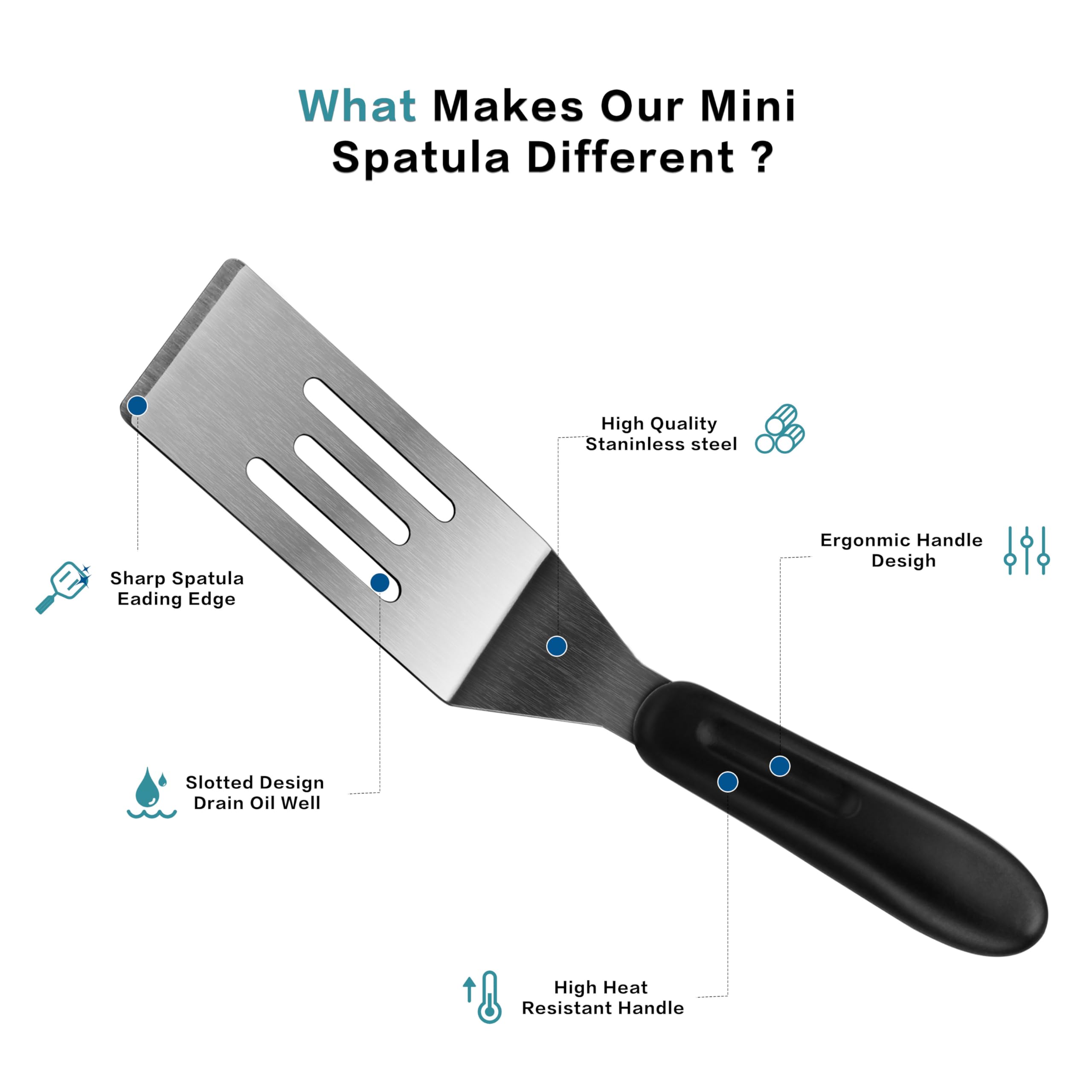 RCMo small spatula showing ergonomic contoured handle for comfortable grip.