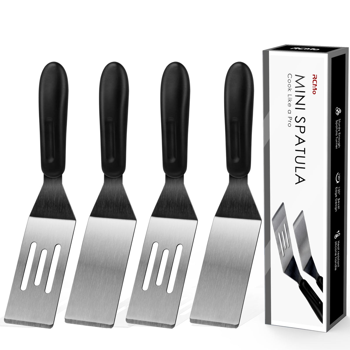 RCMo small spatula with solid blade 8x15 inch for precise flipping and serving.