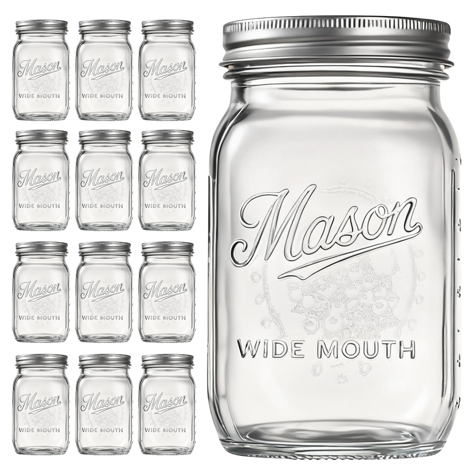 Rcoeuph Mason jar 32oz versatile for canning and crafts.