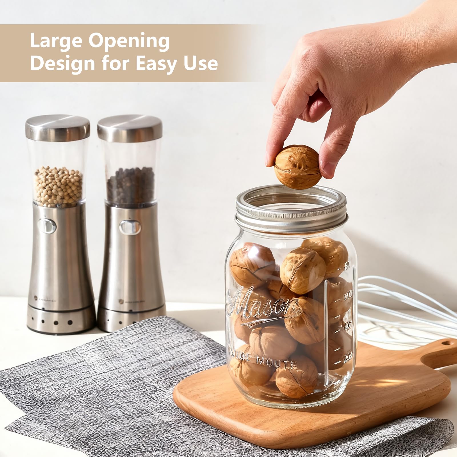 Rcoeuph Mason jar 32oz organization-friendly for kitchen storage.