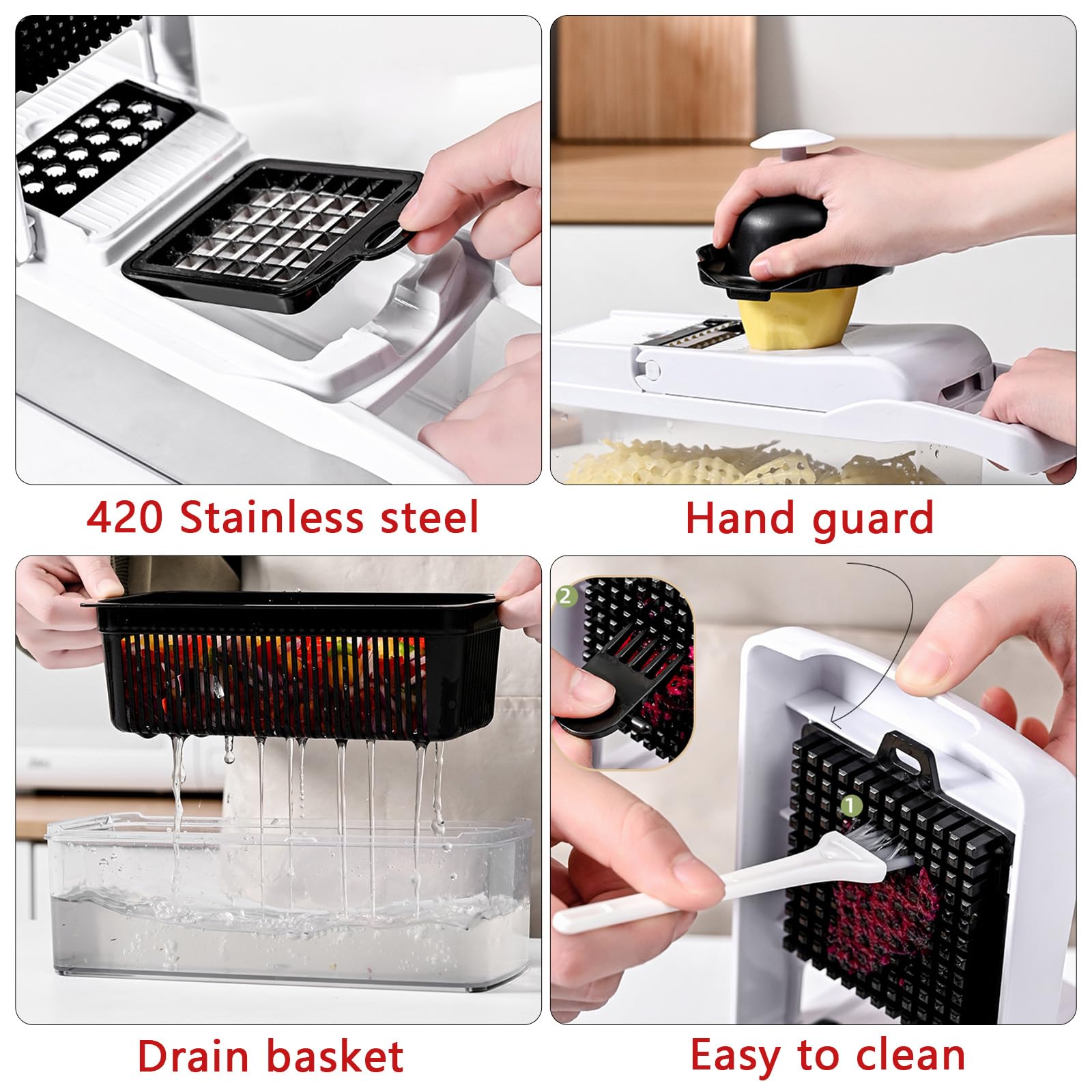 RCOMG vegetable chopper inside its container for mess-free prep.