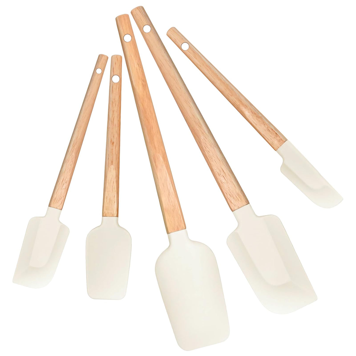 Rctiotuw spatula set cream white closeup showing heat-resistant silicone for high-heat cooking