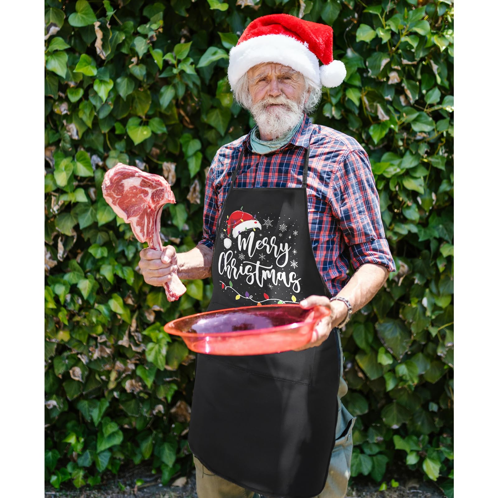 Rcvlauf Christmas apron oil-proof fabric guards clothes during frying.