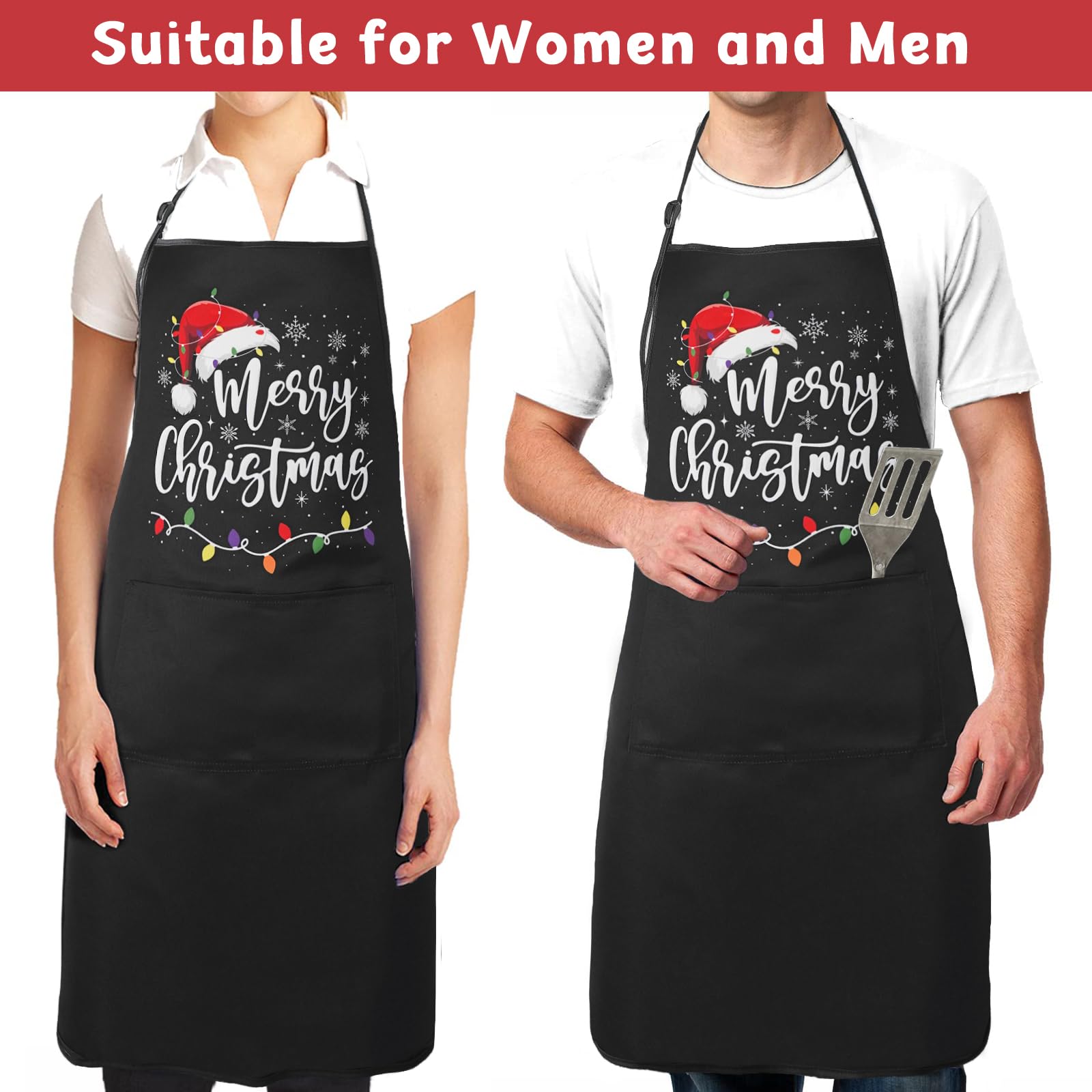 Rcvlauf Christmas apron stain-resistant surface keeps clothes cleaner.