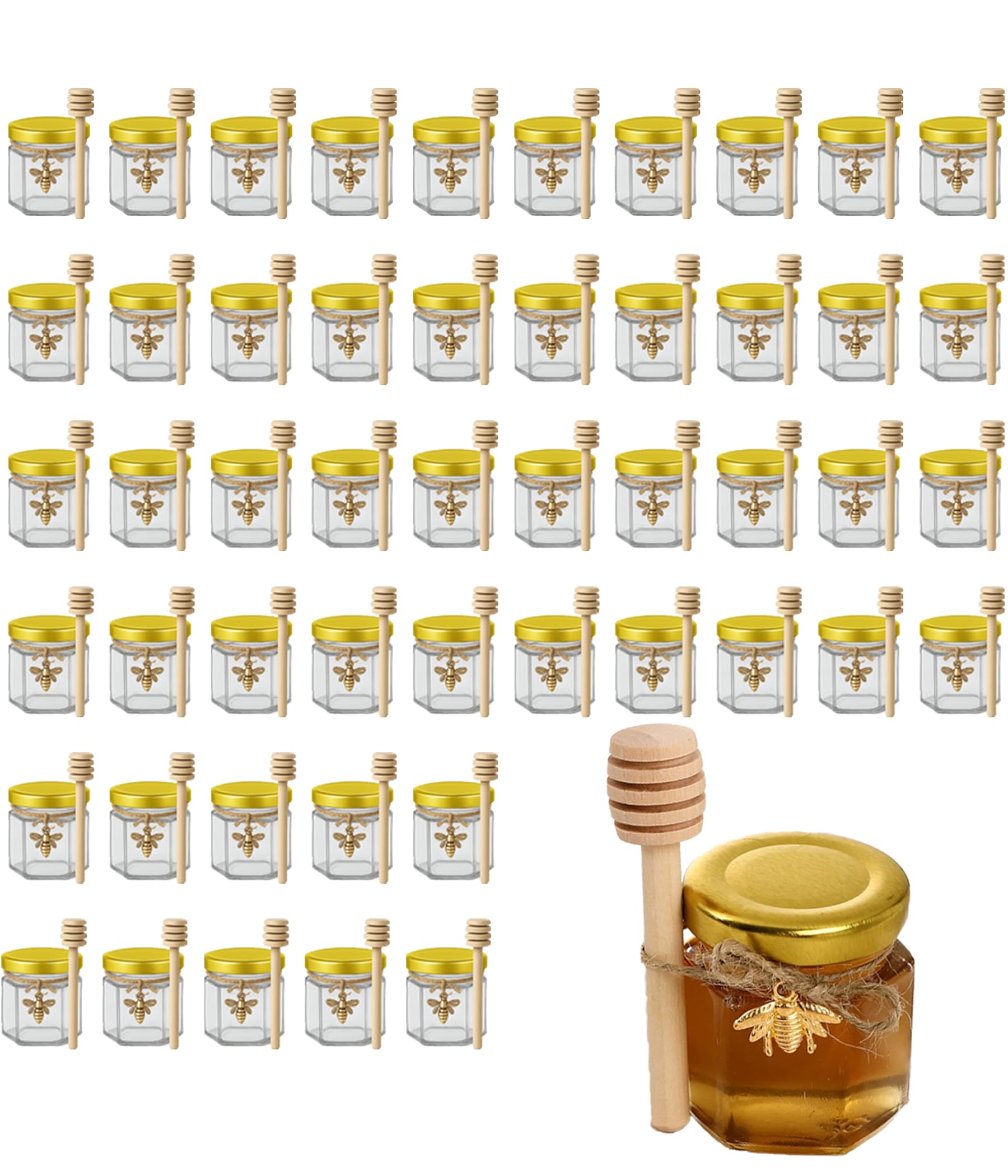 R DRURLCD hexagonal honey jar 1.5 oz ideal for DIY gifts and favors.