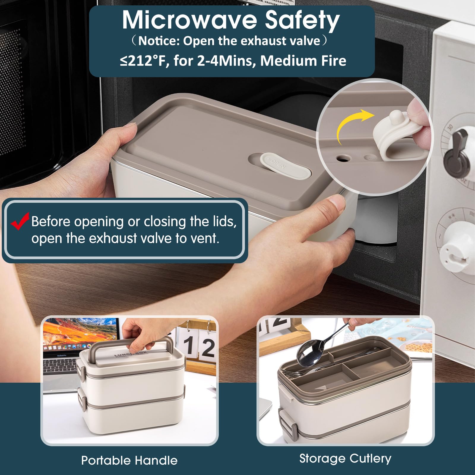 Reabulun bento box microwave reheating within safe temperature range