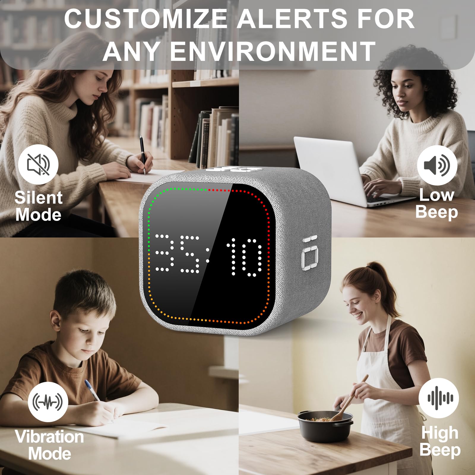 REACHER magnetic timer sticks to a fridge or metal workspace for easy access