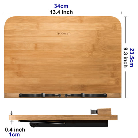 READAEER bamboo book stand foldable design for easy transport.