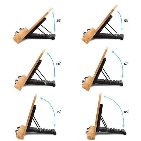 READAEER bamboo book stand holds thick books up to 600 pages.