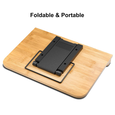 READAEER bamboo book stand suitable for desktop or kitchen use.