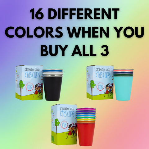 Real Deal Steel 10 oz cups fit small hands and on-the-go sips.
