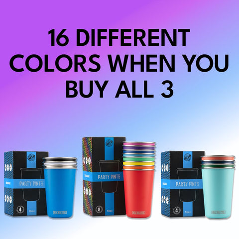 Real Deal Steel party pints blue variant adds color and portability for outdoor use.