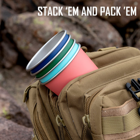 Real Deal Steel party pints camping use, lightweight and sturdy.