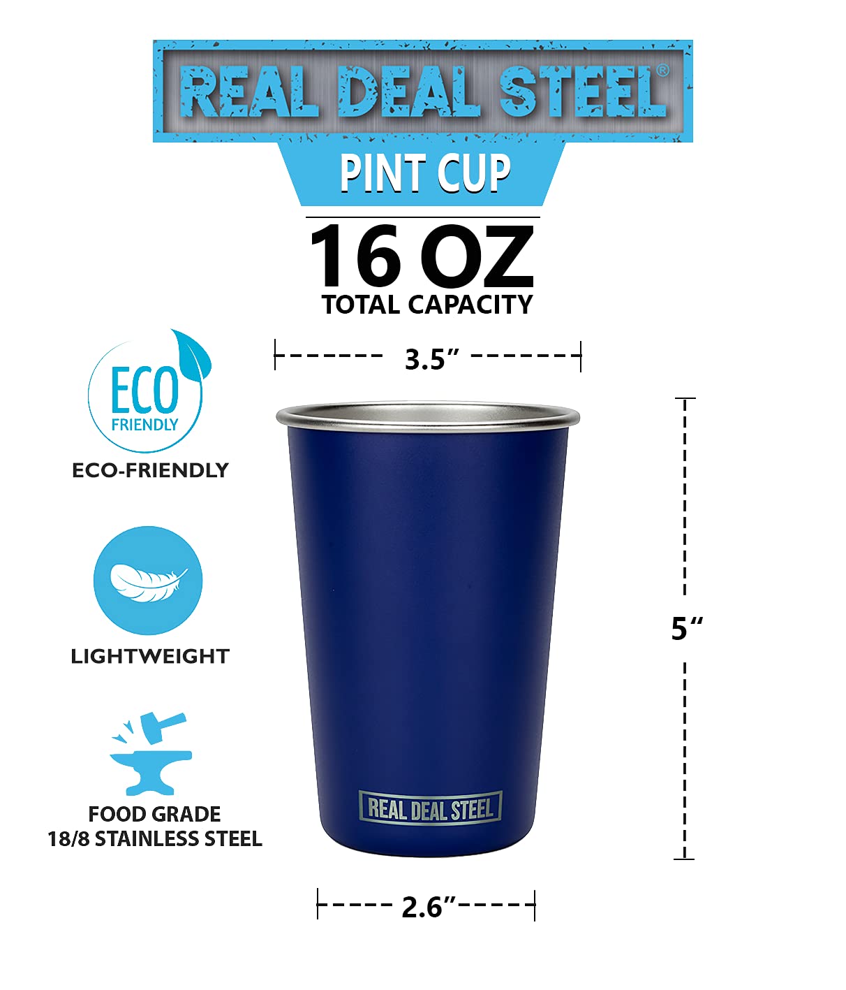 Real Deal Steel party pints colorful set enhances party vibe andeasy sharing.