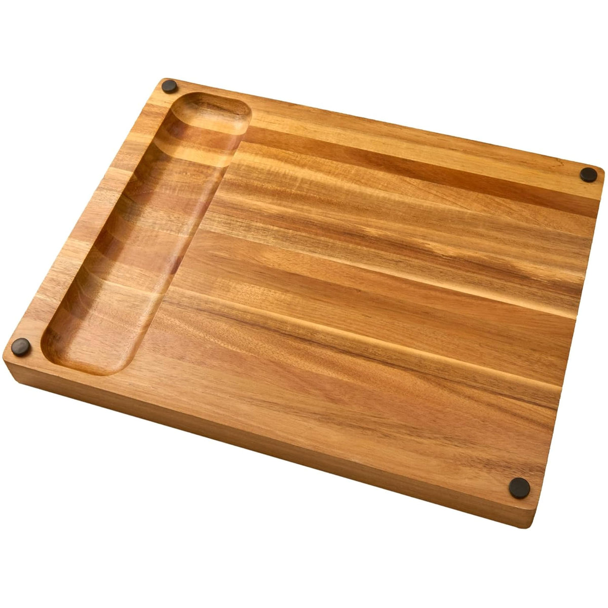 Real Life Living acacia board top view, spacious prep surface.