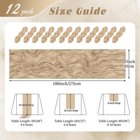 RealBox 12-pack beige runners provide versatile decor for long tables.