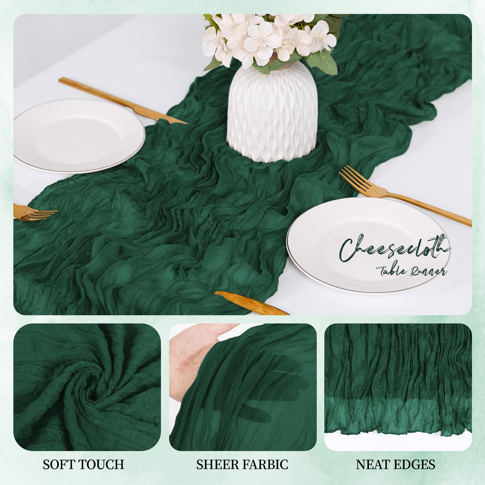 RealBox backdrop-drape using emerald green gauze for weddings.