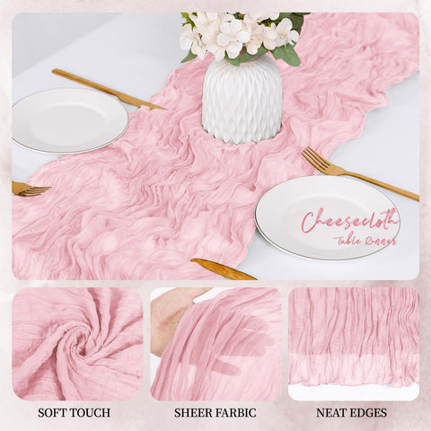 RealBox pleated gauze runner closeup shows delicate texture.
