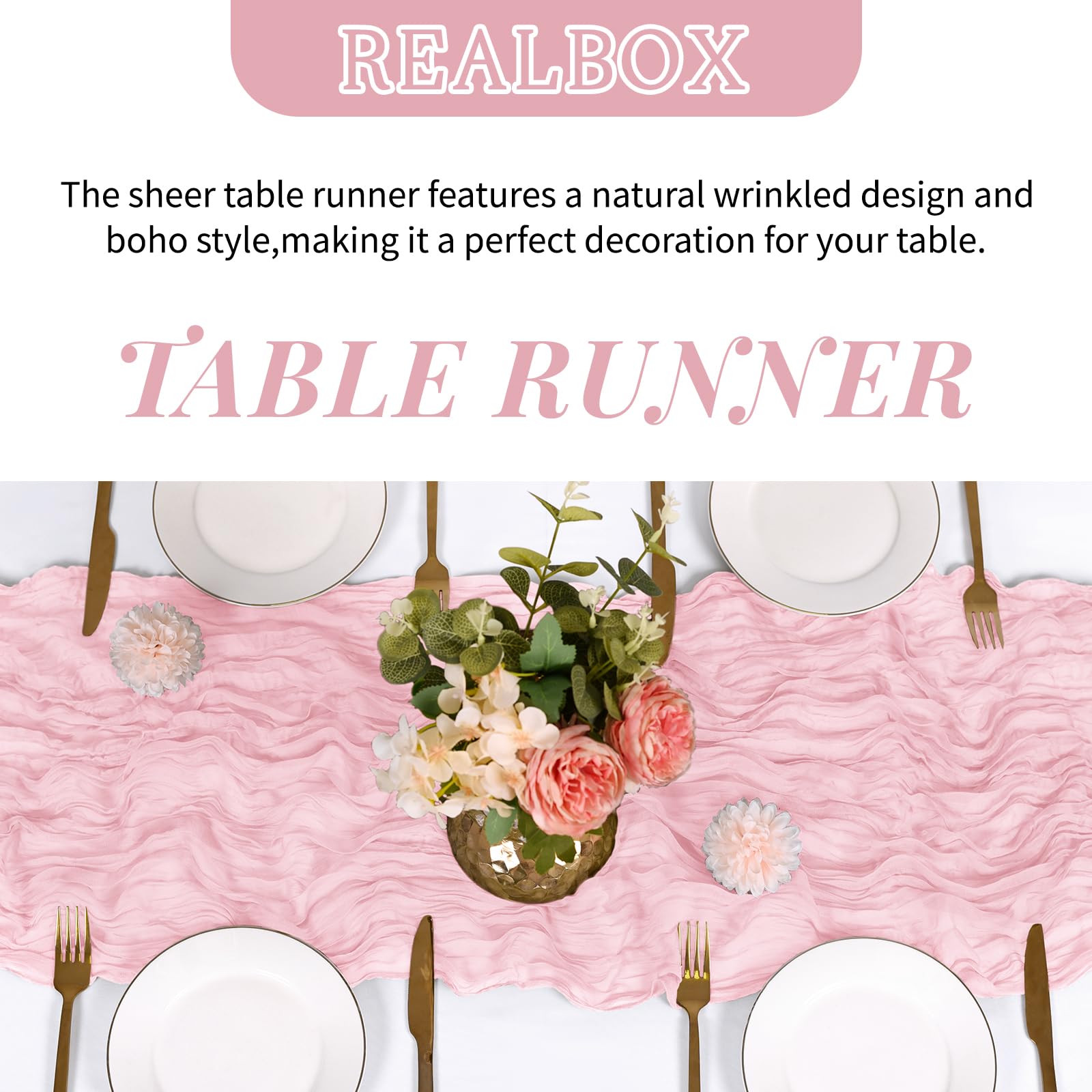 RealBox wedding arch decor with gauze runners creates soft, draped elegance